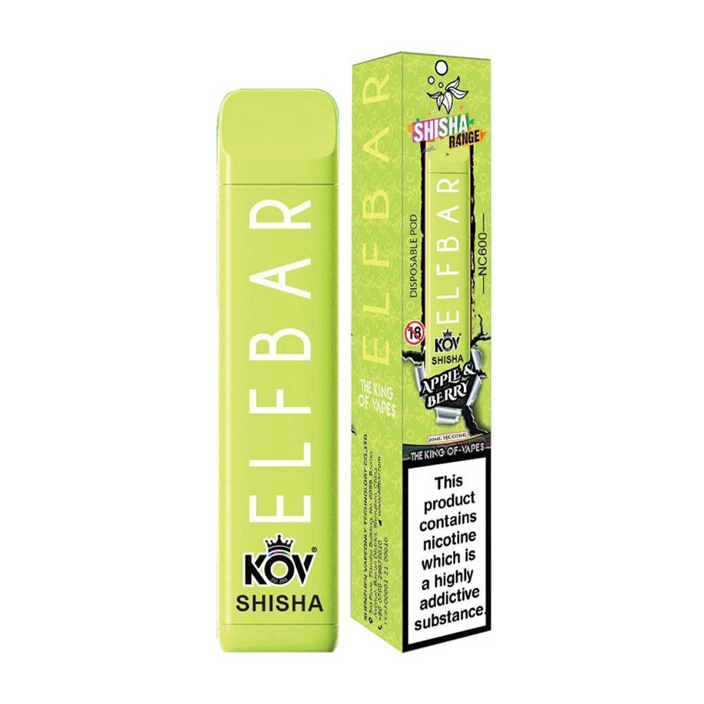 Elf Bar Kov Shisha 600 Puffs Disposable Vape (Box of 10) - Mcr Vape Distro