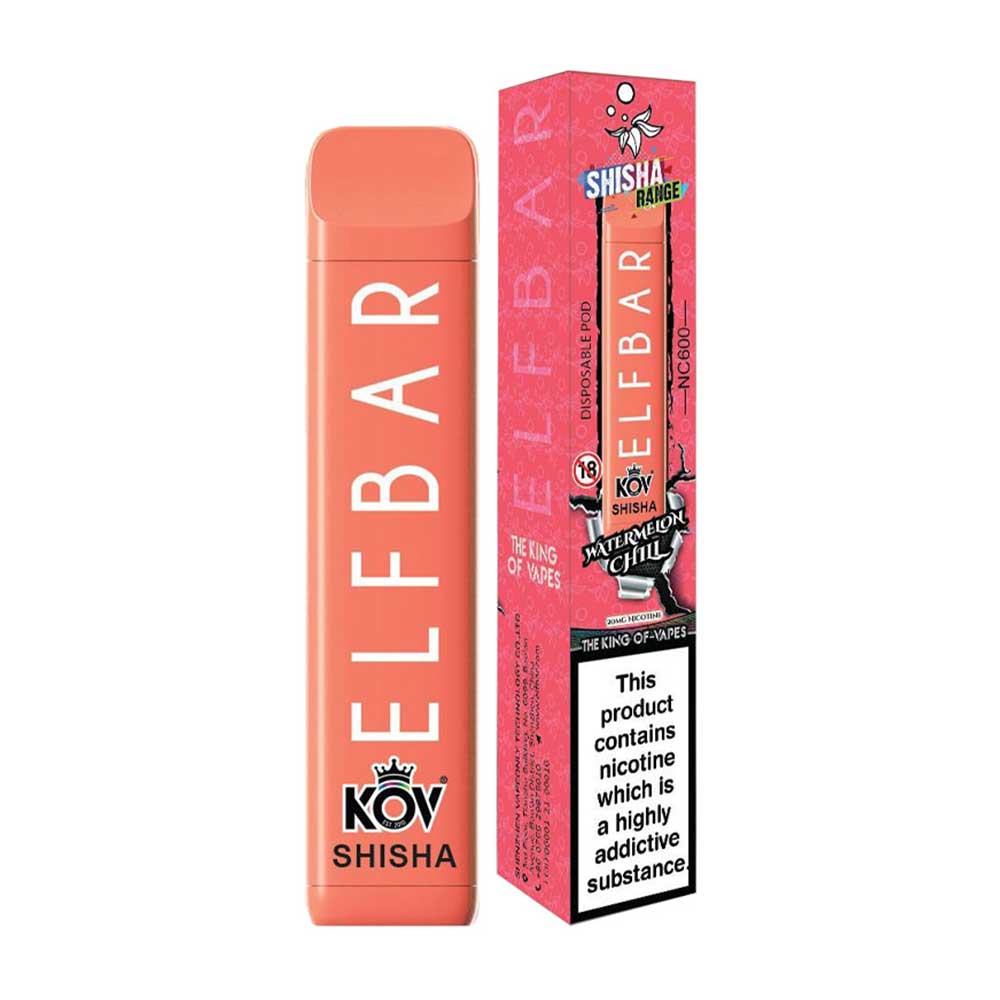 Elf Bar Kov Shisha 600 Puffs Disposable Vape (Box of 10) - Mcr Vape Distro