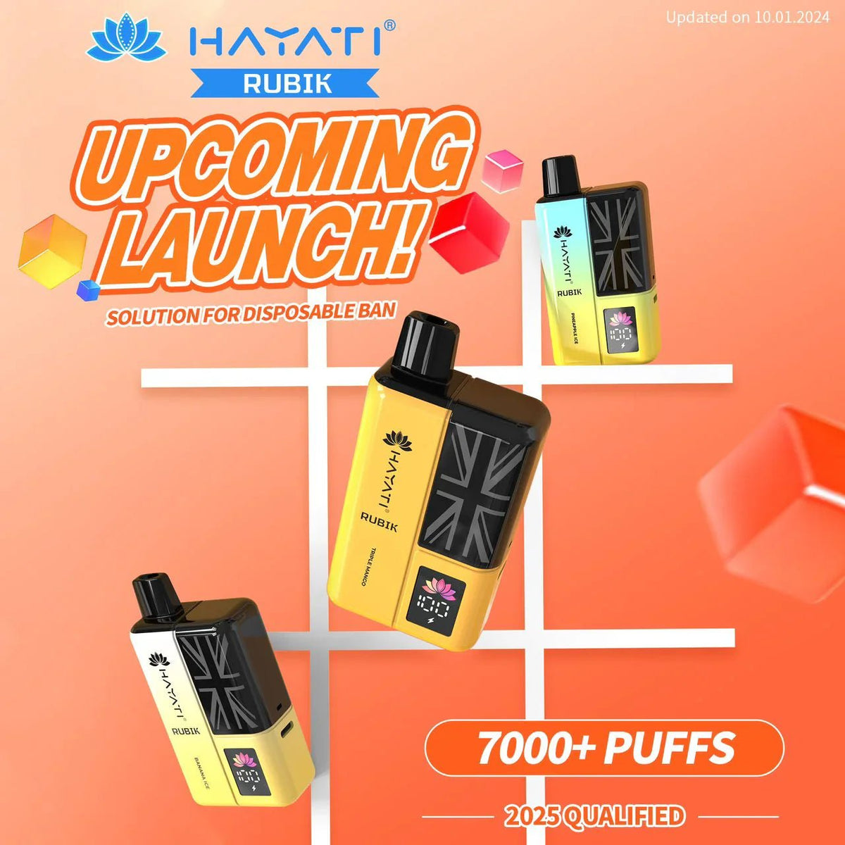 Hayati Rubik 7000 Puffs Disposable Vape Kit Pack of 5 - Mcr Vape Distro