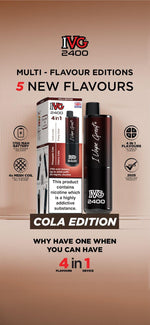 bulk wholesale IVG 2400 Disposable Vape Pod Puff Bar Device Box of 5 - Cola Edition - Multi Flavour 4 in 1 *New*