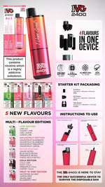 bulk wholesale IVG 2400 Disposable Vape Pod Puff Bar Device Box of 5 - Pineapple Ice (Box of 5)