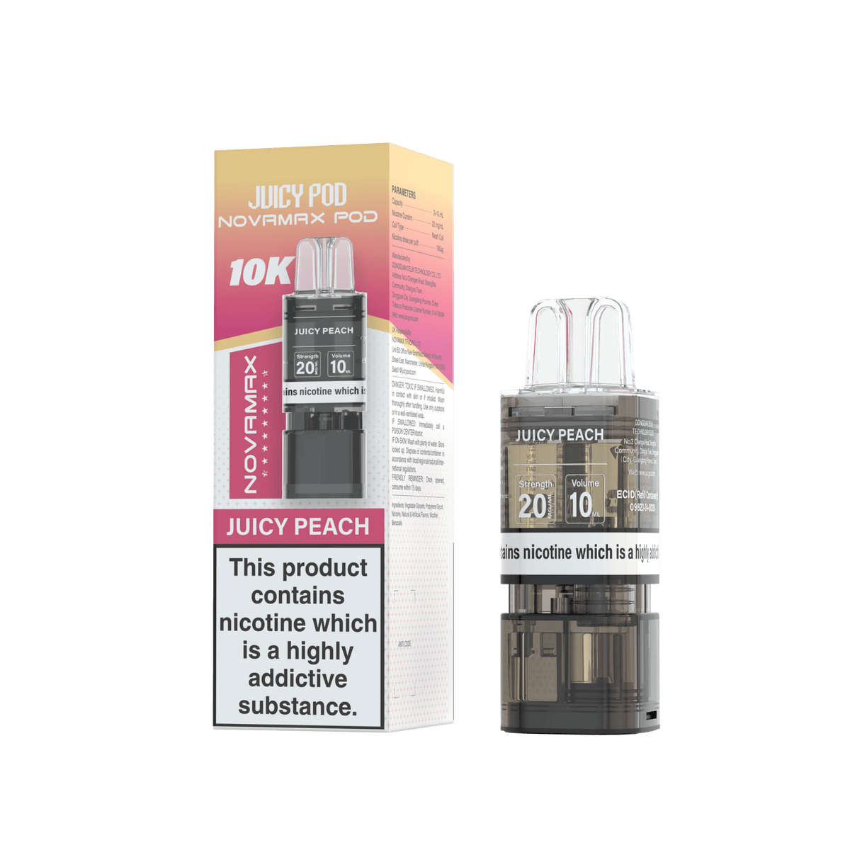bulk wholesale Juicy Pod Novamax 10k Replacement Pods (Pack of 10) - Juicy Peach