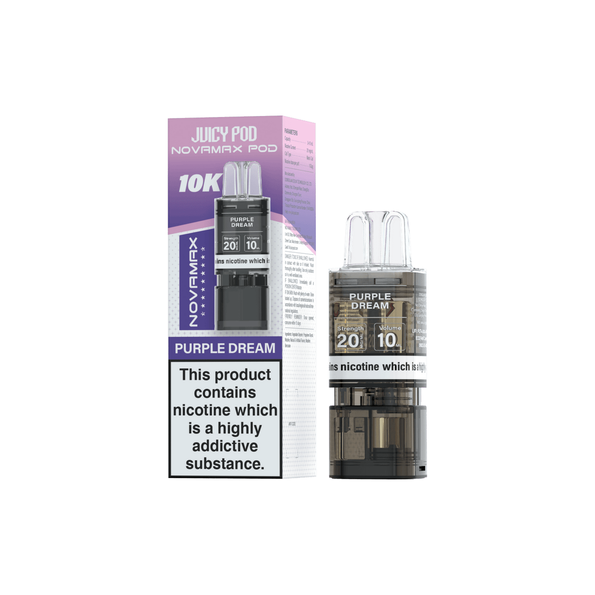 bulk wholesale Juicy Pod Novamax 10k Replacement Pods (Pack of 10) - Purple Dream