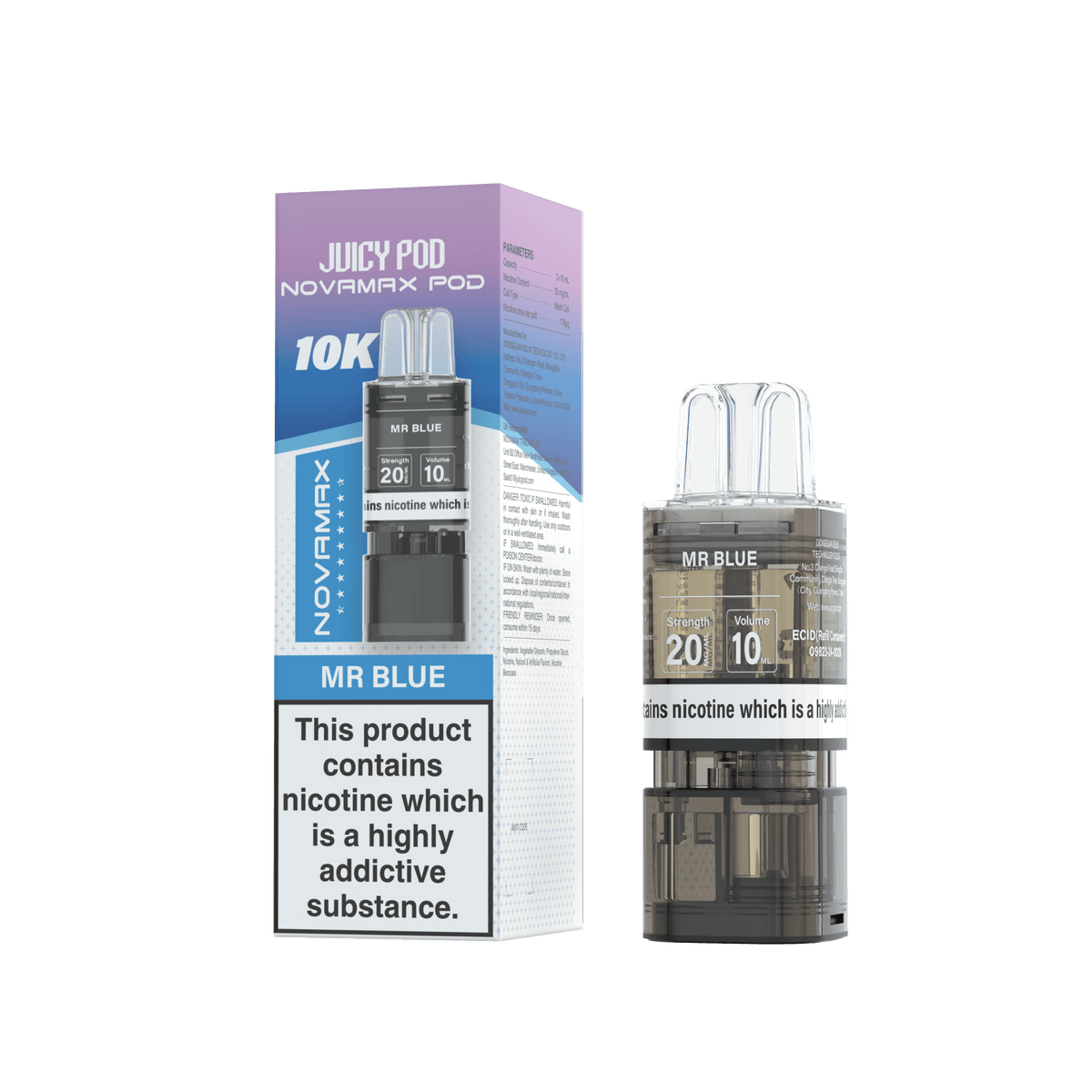 bulk wholesale Juicy Pod Novamax 10k Replacement Pods (Pack of 10) - Mr Blue