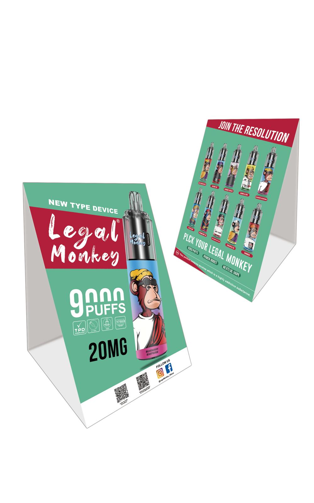 Legal Monkey 9000 Disposable Vape Box of 5 - Mcr Vape Distro