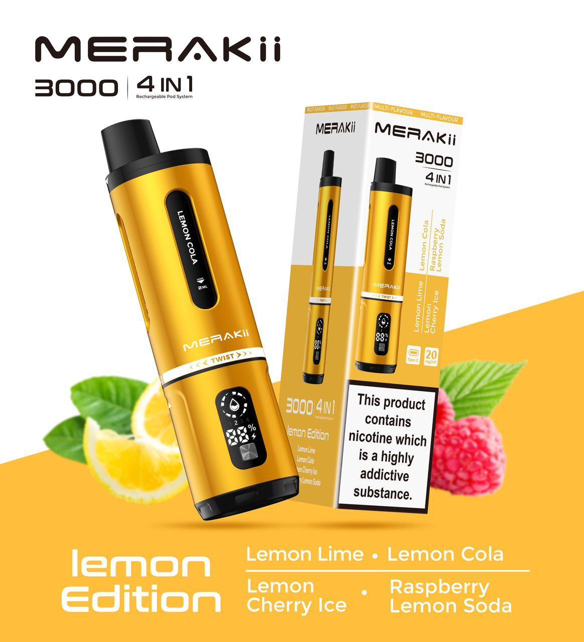 Merakii 3000 Puffs Disposable Vape Box of 5 - Mcr Vape Distro