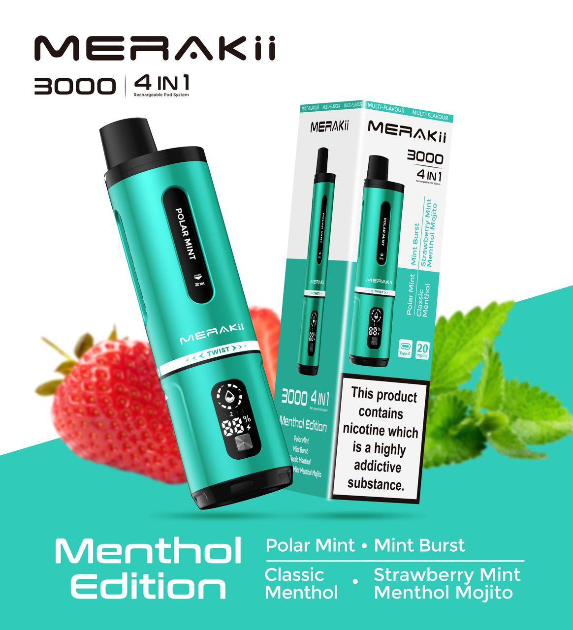 Merakii 3000 Puffs Disposable Vape Box of 5 - Mcr Vape Distro