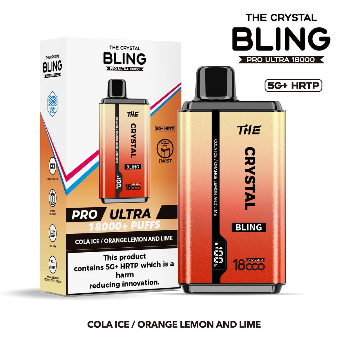 The Crystal Bling Pro Ultra 18000 Disposable Vape Box of 5 - Mcr Vape Distro