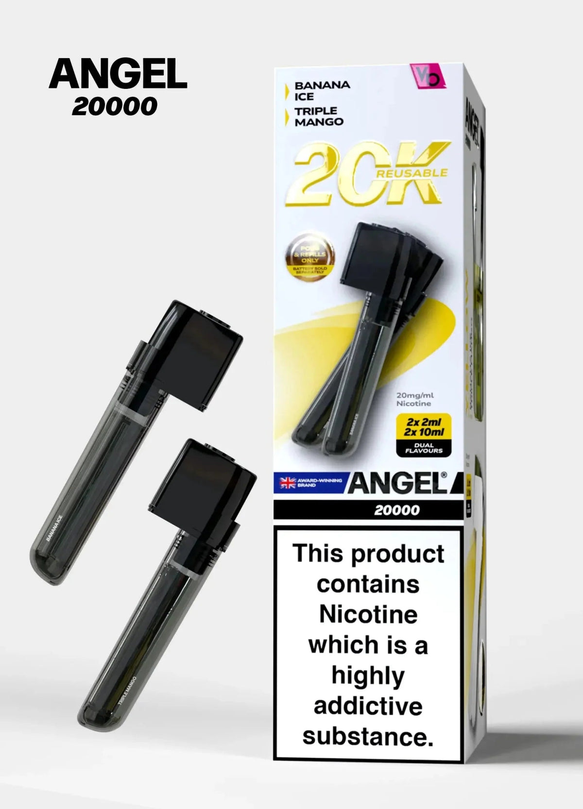 bulk wholesale Vapes Bars Angel 20000 Prefilled Pods Box of 5 - Yellow Edition