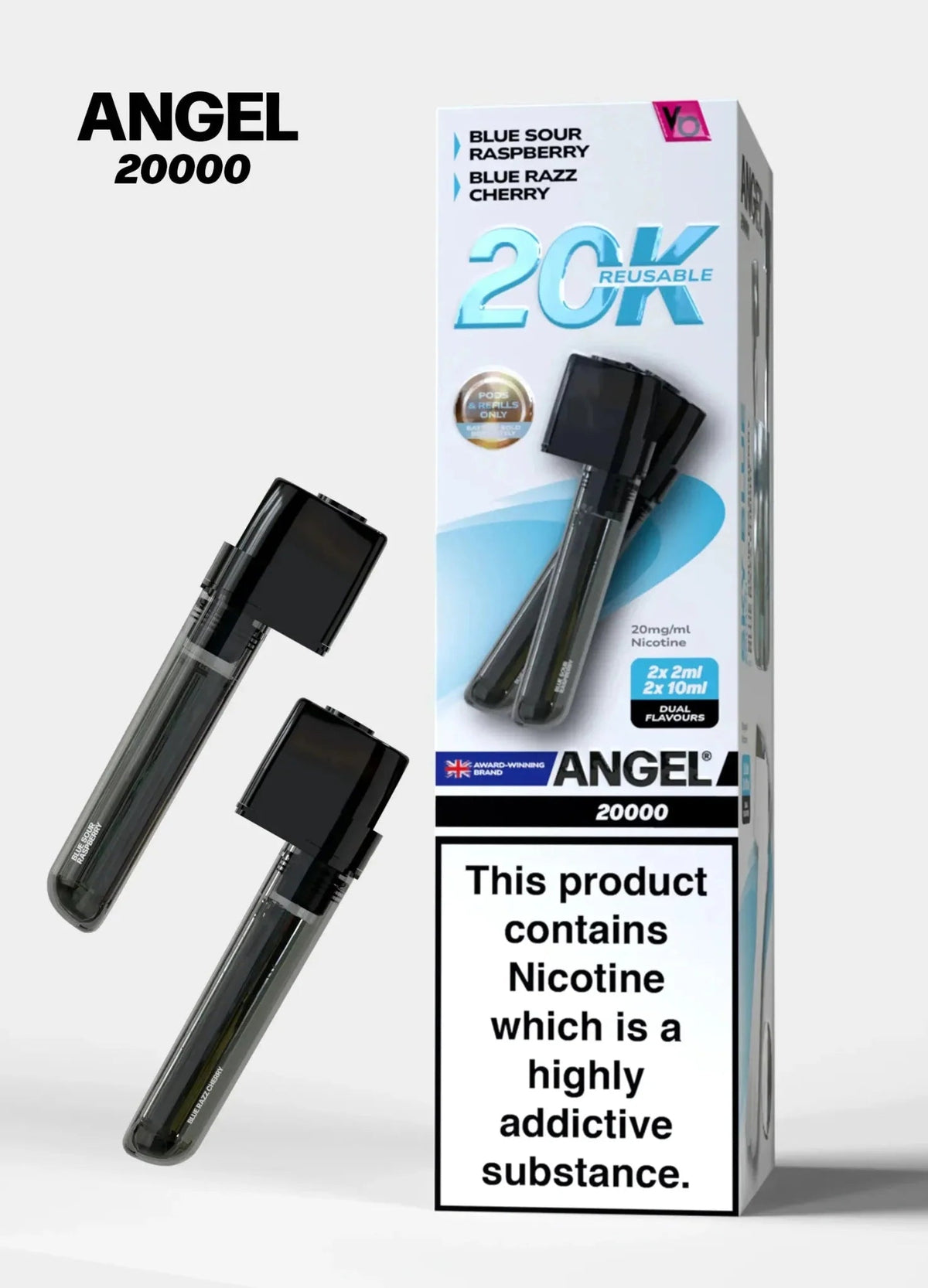 bulk wholesale Vapes Bars Angel 20000 Prefilled Pods Box of 5 - Sky Blue Edition