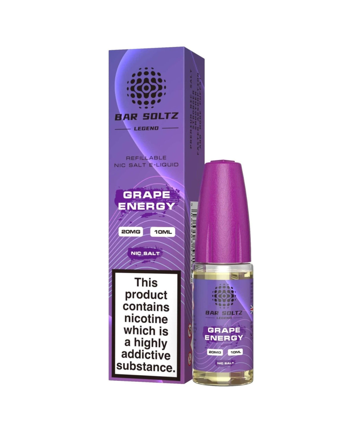 bulk wholesale Bar Soltz Legend - Grape Energy - 10ml E - liquids - Nic Salts - Box of 10 - 10mg
