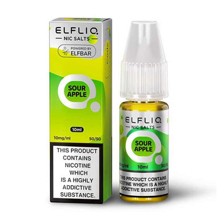 ELF BAR - ELFLIQ - SOUR APPLE - 10ML NIC SALT ( Box of 10 ) - Mcr Vape Distro