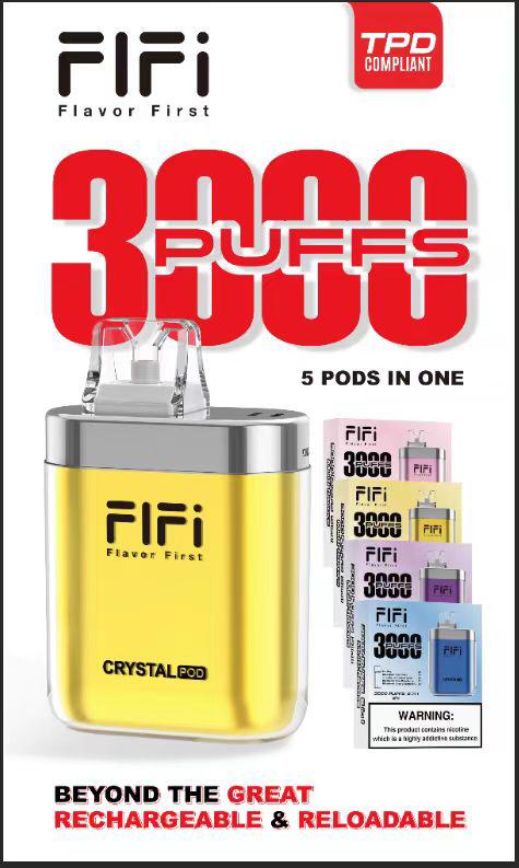 FiFi Crystal Pod 3000 Puffs Disposable Vape Pod 5 in 1 - Box of 5 - Mcr Vape Distro