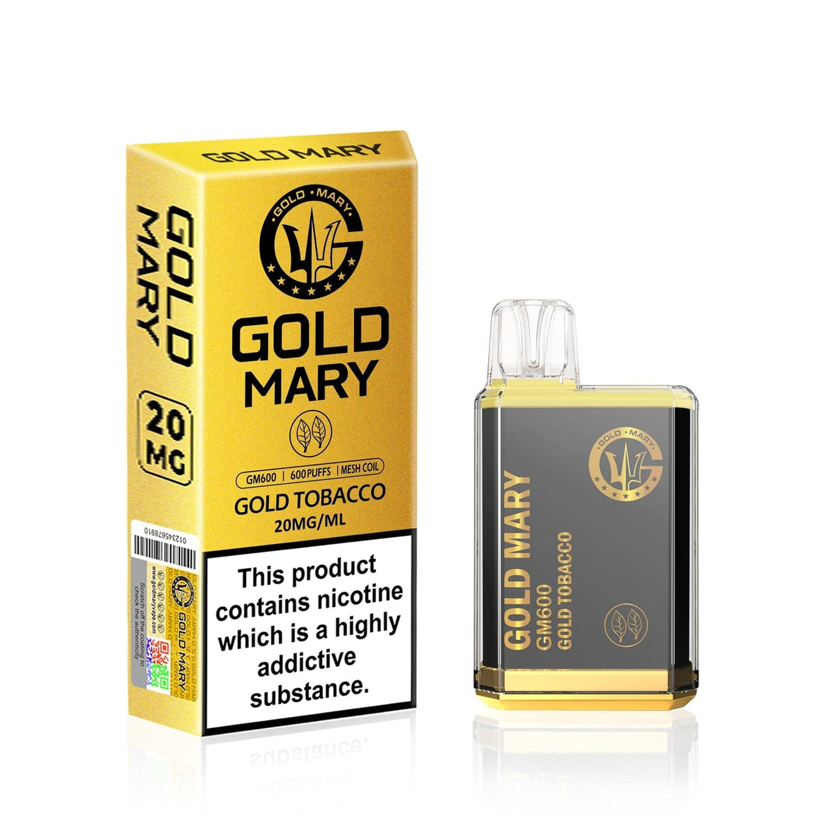 Gold Mary GM600 Disposable Vape Pod Puff Bar Box of 10 - Mcr Vape Distro