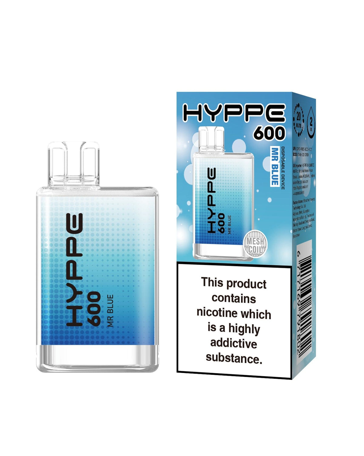 Hyppe 600 Crystal Disposable Vape Pod Box of 10 - Mcr Vape Distro