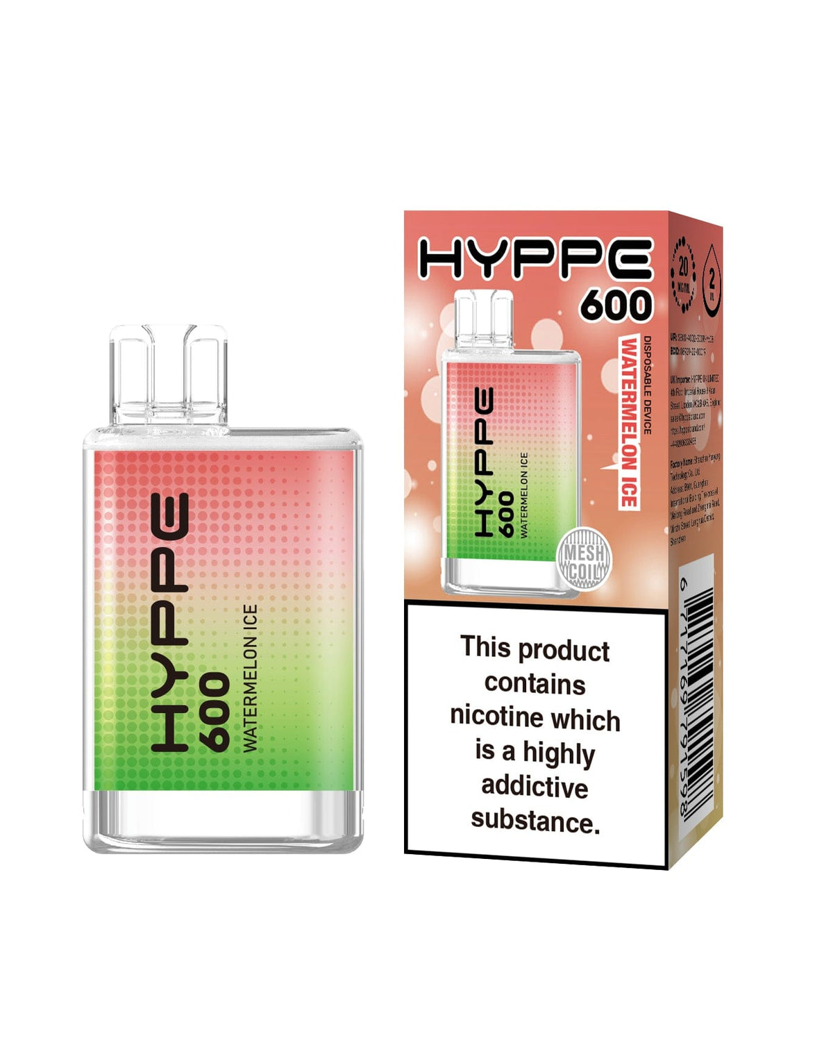 Hyppe 600 Crystal Disposable Vape Pod Box of 10 - Mcr Vape Distro