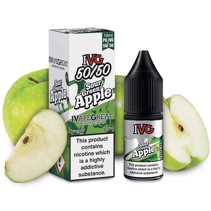 IVG 50/50 - Sour Green Apple - 10ML Nic Salt - Box of 10 - Mcr Vape Distro