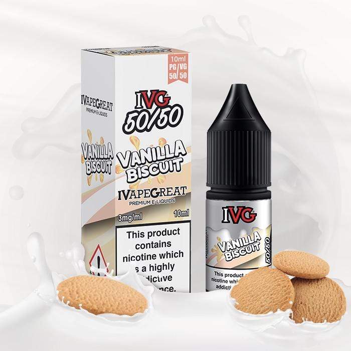 IVG 50/50 - Vanilla Biscuit - 10ML Nic Salt - Box of 10 - Mcr Vape Distro