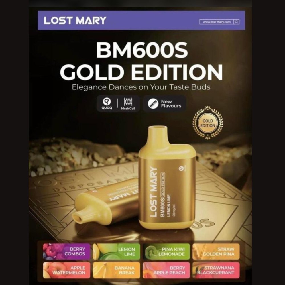 Lost Mary BM600S Gold Edition Disposable Vape Pod Box of 10 - Mcr Vape Distro