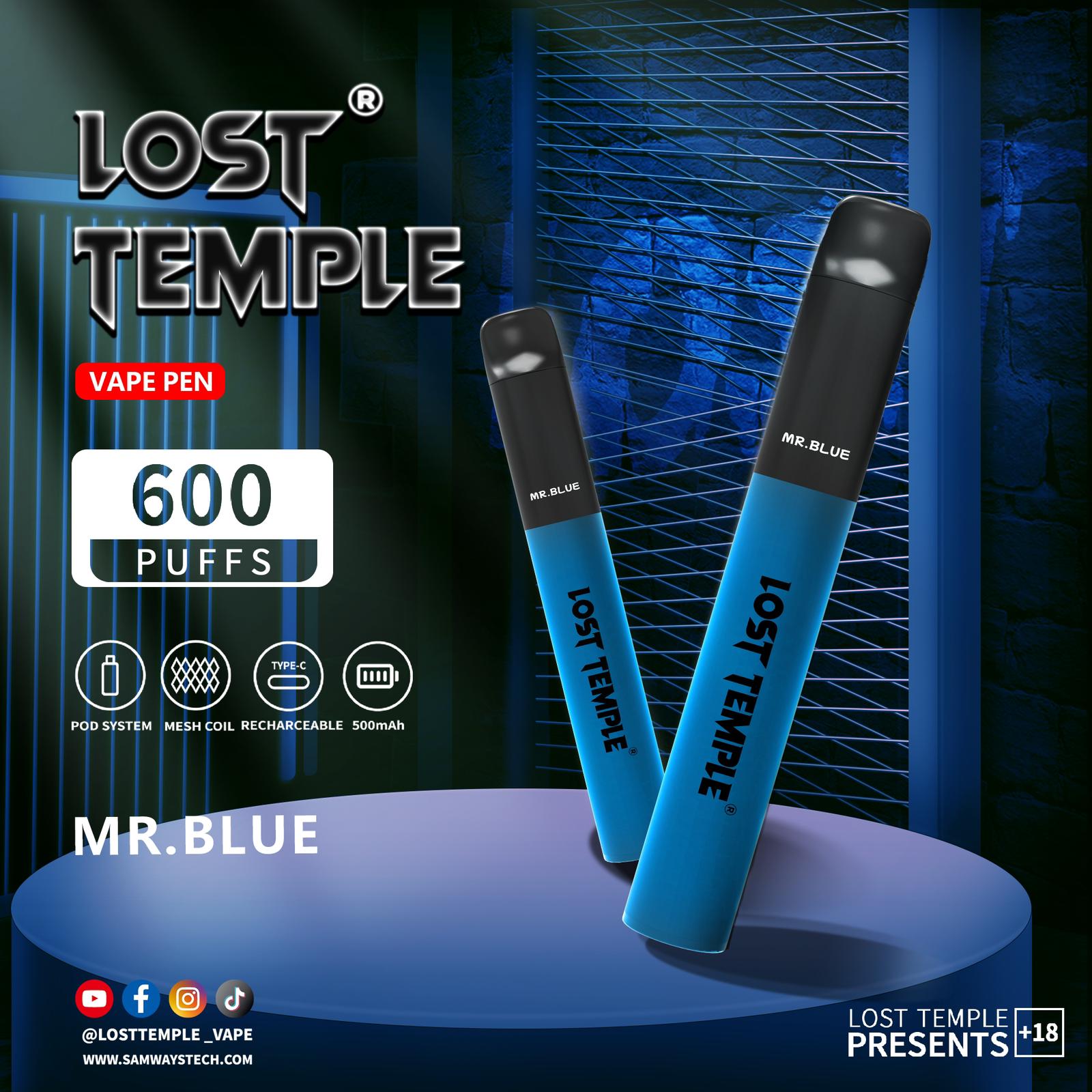 lost temple vape pods Lost Temple 600 Puffs Disposable Vape Device Kit Box of 10