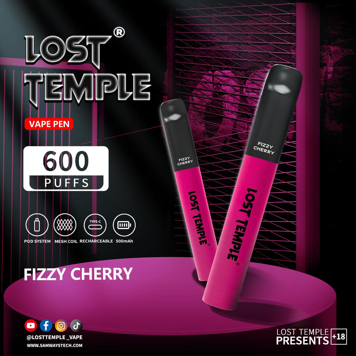 Lost Temple 600 Puffs Disposable Vape Device Kit Box of 10 - Mcr Vape Distro