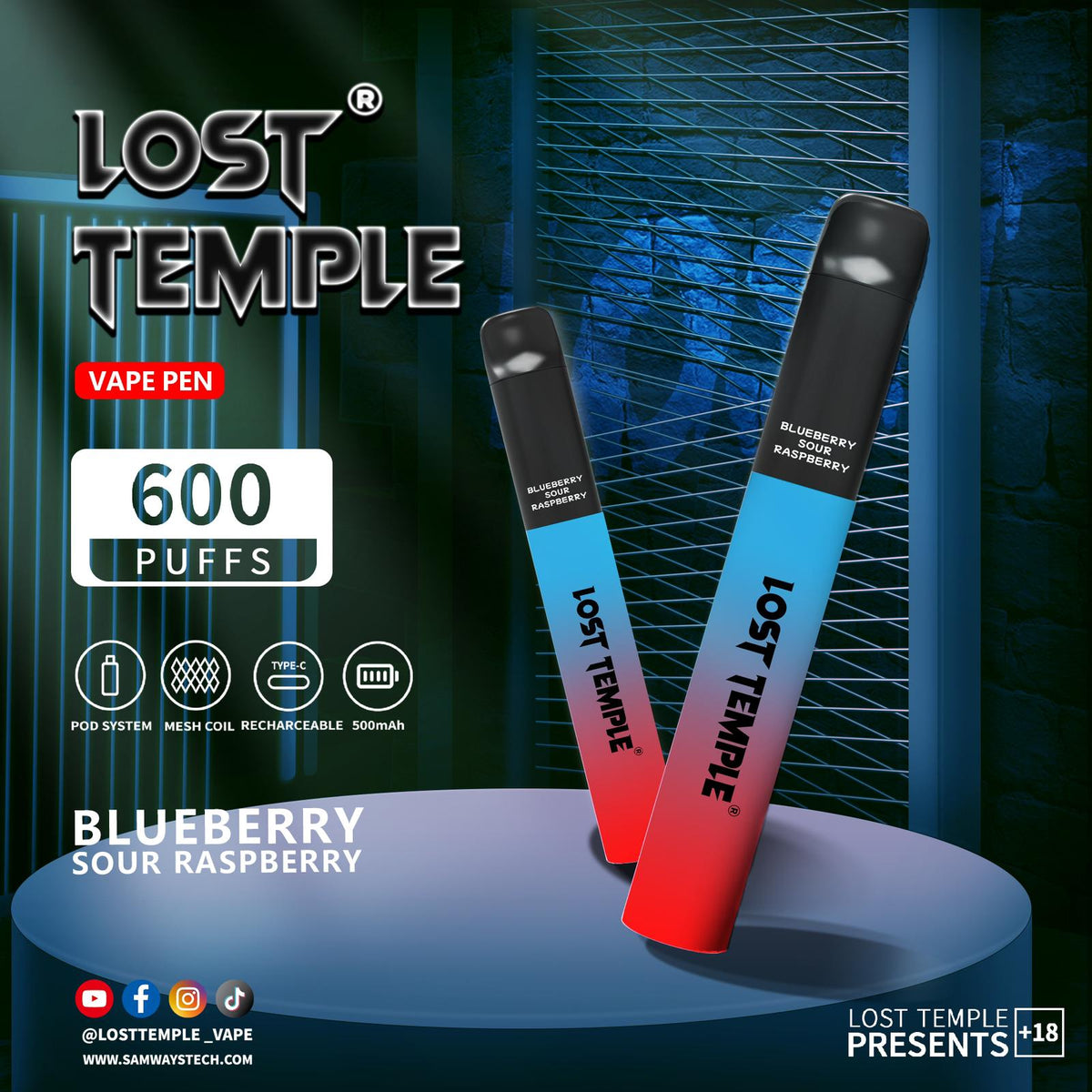 Lost Temple 600 Puffs Disposable Vape Device Kit Box of 10 - Mcr Vape Distro