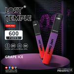 bulk wholesale Lost Temple 600 Puffs Disposable Vape Device Kit Box of 10 - Grape Ice