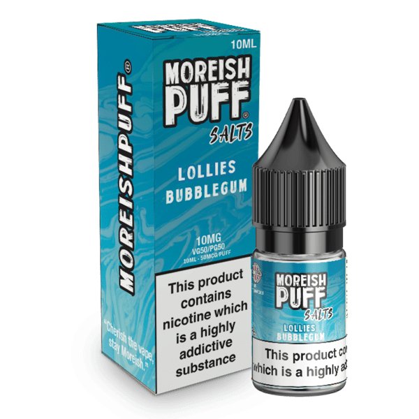 Moreish Puff Bubblegum Lollies Nic Salt 10ml - Box of 10 - Mcr Vape Distro