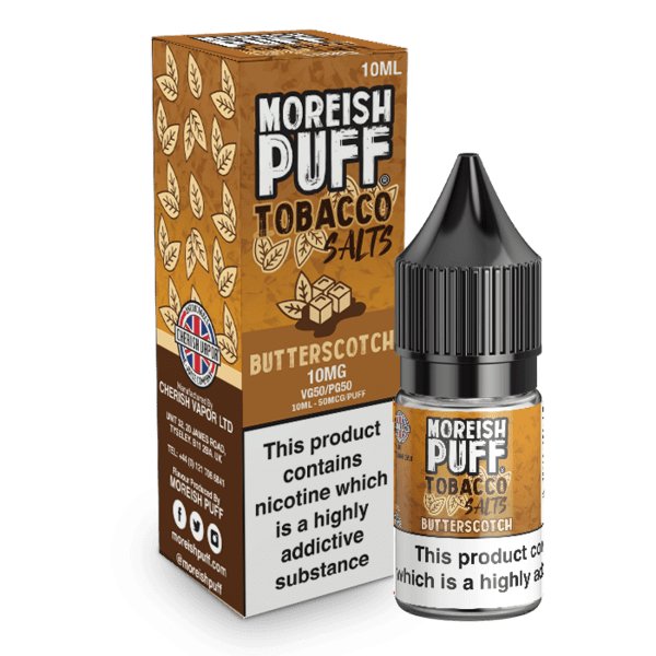 Moreish Puff Butterscotch Tobacco Nic Salt 10ml - Box of 10 - Mcr Vape Distro