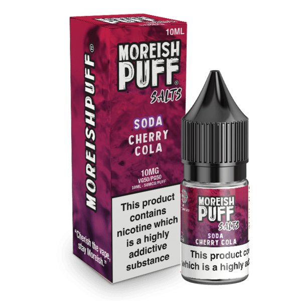 Moreish Puff Cherry Cola Soda Nic Salt 10ml - Box of 10 - Mcr Vape Distro