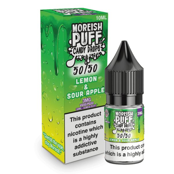 Moreish Puff Lemon and Sour Apple Candy Drops 50/50 10ml - Mcr Vape Distro