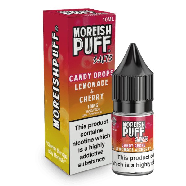 Moreish Puff Lemonade and Cherry Candy Drops Nic Salt 10ml - Box of 10 - Mcr Vape Distro