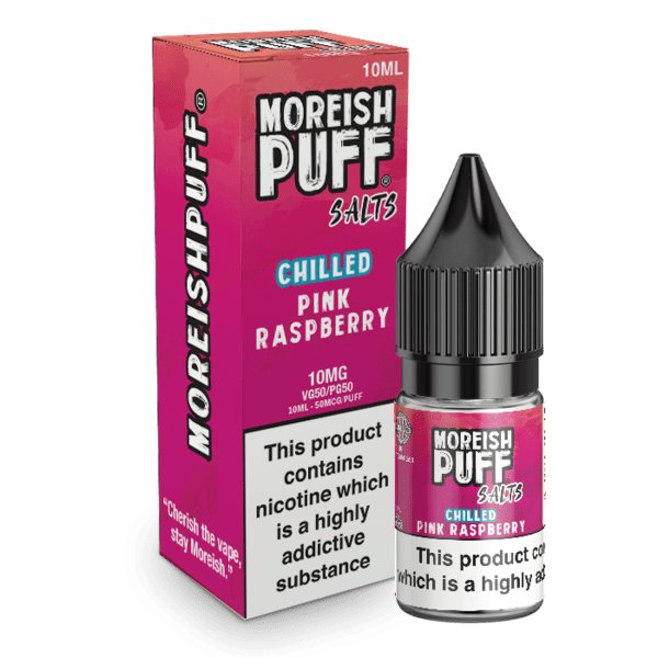 Moreish Puff Pink Raspberry Chilled Nic Salt 10ml - Box of 10 - Mcr Vape Distro