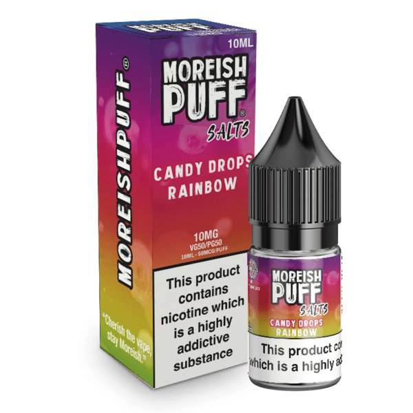 Moreish Puff Rainbow Candy Drops Nic Salt 10ml - Box of 10 - Mcr Vape Distro