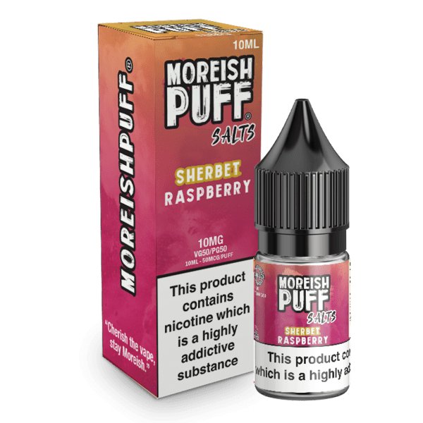 Moreish Puff Raspberry Sherbet Nic Salt 10ml - Box of 10 - Mcr Vape Distro