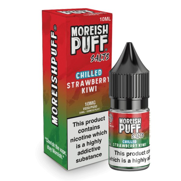 Moreish Puff Strawberry and Kiwi Chilled Nic Salt 10ml - Box of 10 - Mcr Vape Distro