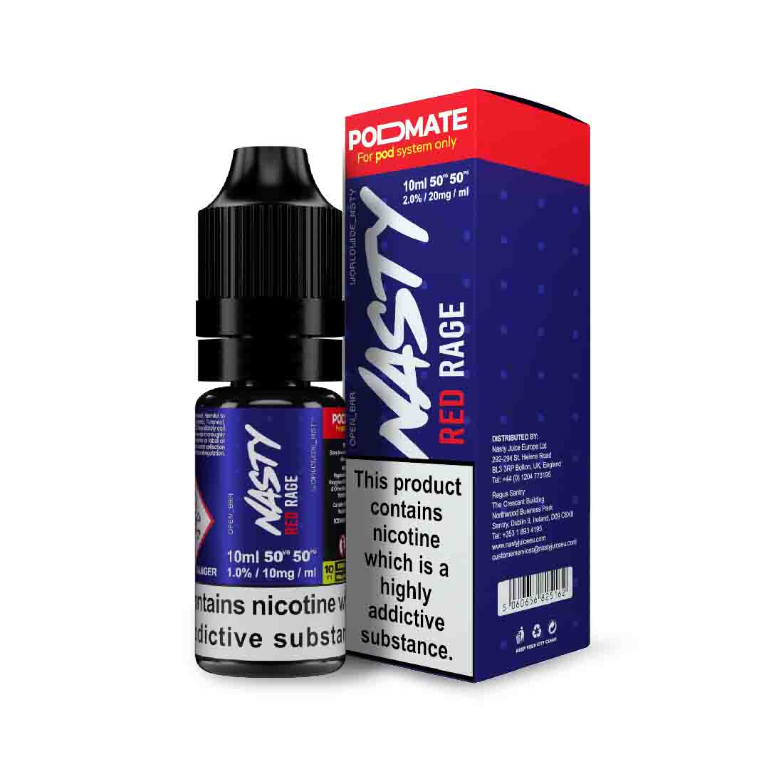 NASTY JUICE PODMATE - RED RAGE - 10ML NIC SALT- Box of 10 - Mcr Vape Distro