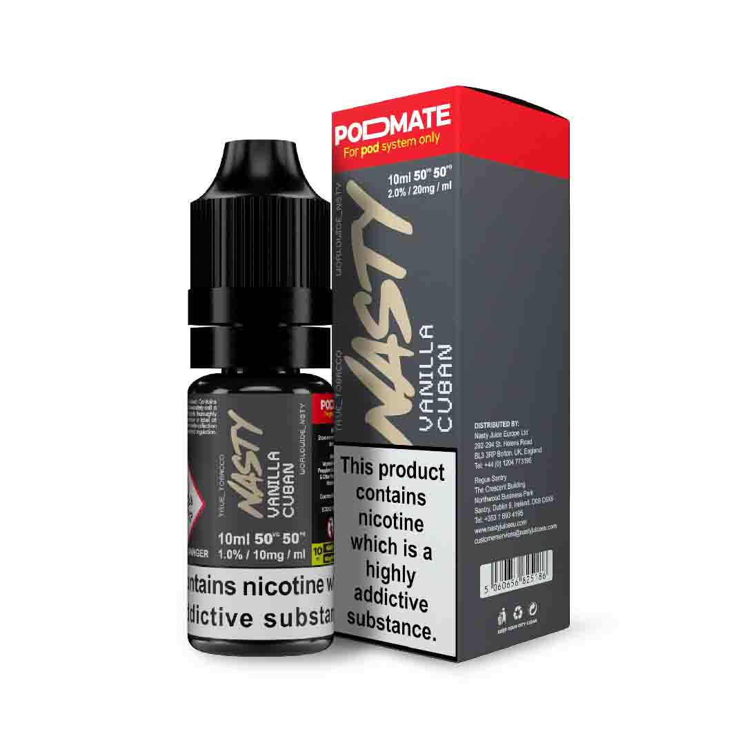 NASTY JUICE PODMATE - VANILLA CUBAN - 10ML NIC SALT- Box of 10 - Mcr Vape Distro